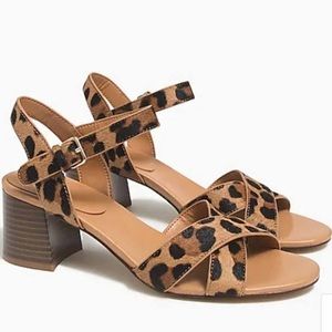 J. Crew Calfhair Lowblock Heel Sandals
